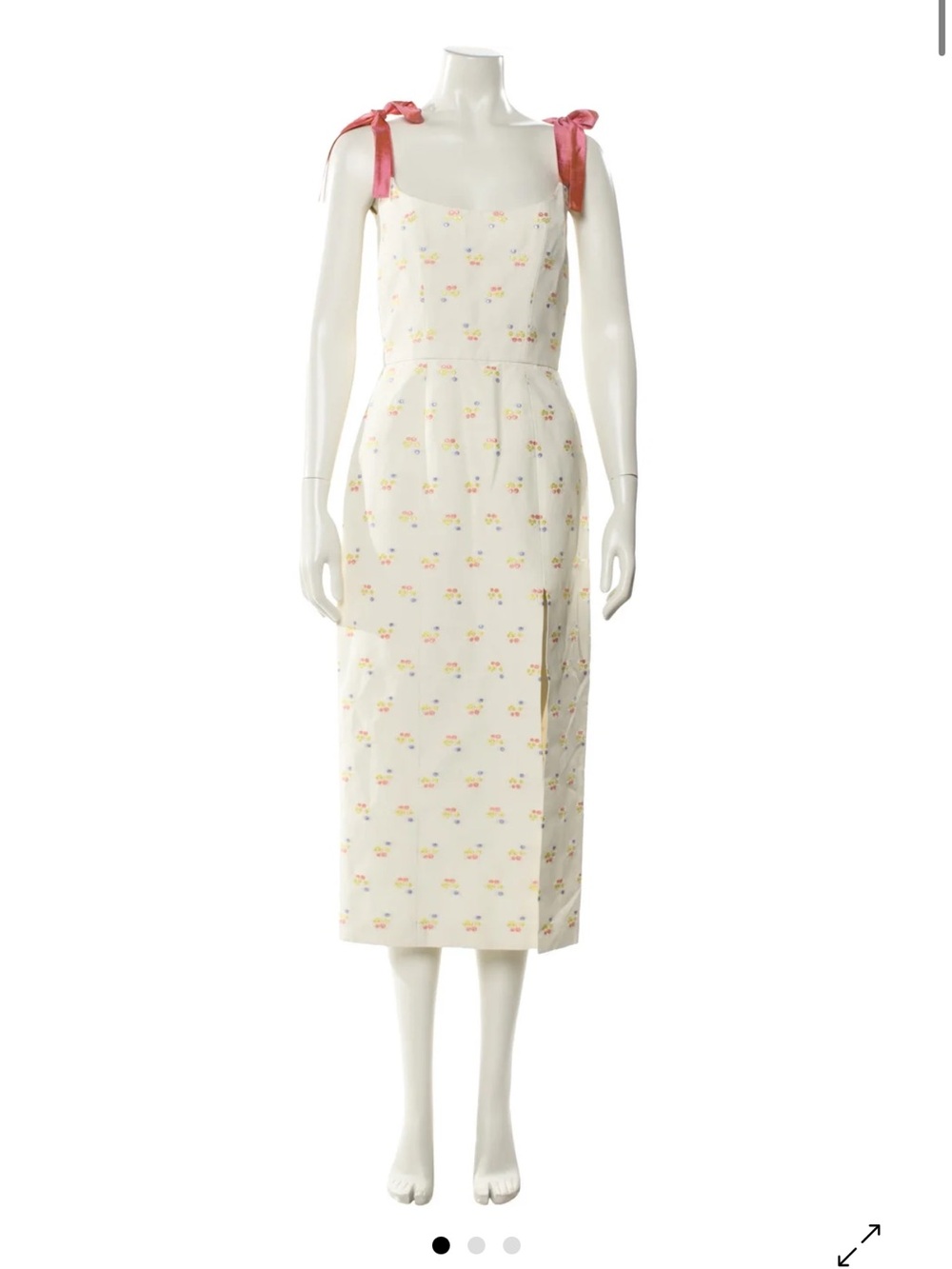 Markarian Cream Midi Cream Dress with Pink Shoulder Ties